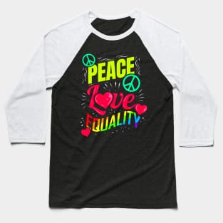 LGBTQ Pride Month Logo Peace Love Equality Baseball T-Shirt